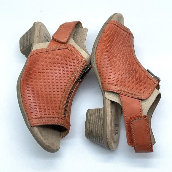 Earth Origins Leather Sandals Maureen Peep Toe Sling Back Ginger Spice  8.5 Wide - Picture 3 of 9
